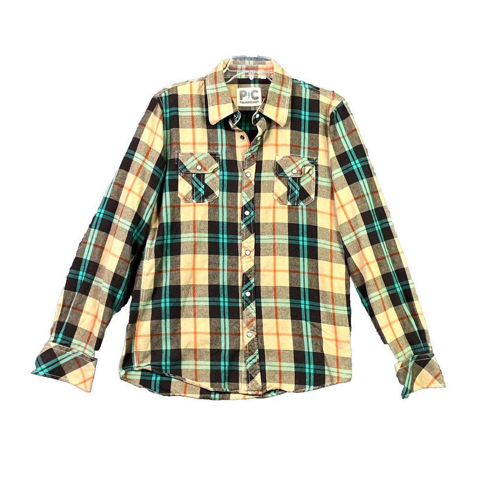 Palmercash Flannel Shirt Mens XL Plaid Chamois Outdoor Cabin Workwear Pearl Snap